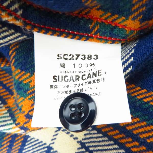 実際に弊社で買取させて頂いたSUGAR CANE/シュガーケーン ツイルチェックロングスリーブワークシャツ/SC27383/Lの画像 3枚目