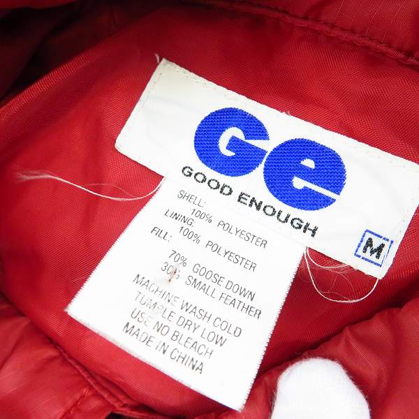 実際に弊社で買取させて頂いたGOOD ENOUGH/グッドイナフ ダウンジャケット レッド size：Mの画像 2枚目
