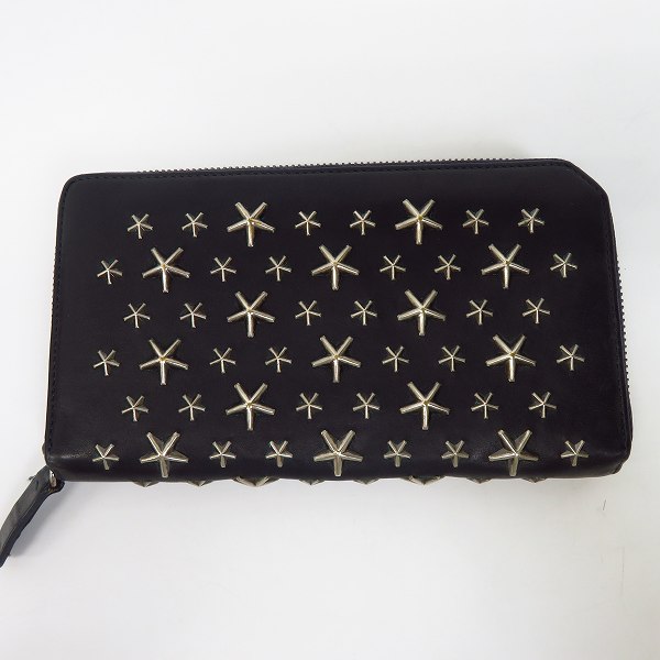 実際に弊社で買取させて頂いたJIMMY CHOO/ジミーチュウ スタースタッズ レザー ラウンドファスナー長財布 ネイビー