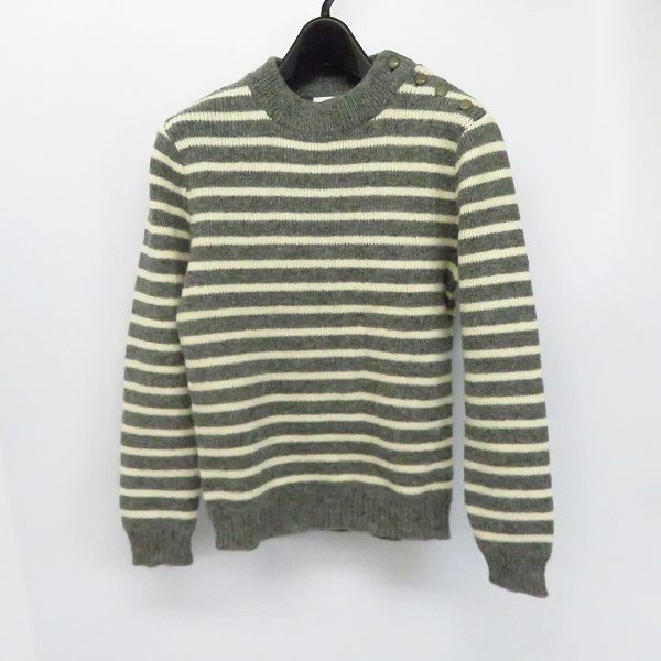 実際に弊社で買取させて頂いたvisvim/ヴィズヴィム ショルダーボタン付きボーダー柄クルーネックセーター ニット/S