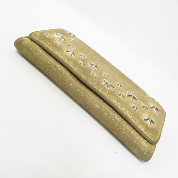 実際に弊社で買取させて頂いたJIMMY CHOO/ジミーチュウ スタースタッズ スウェードレザー 二つ折り長財布の画像 2枚目