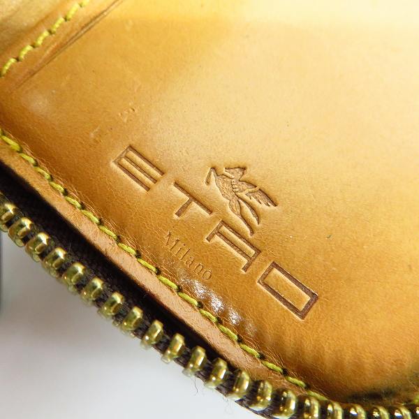 実際に弊社で買取させて頂いたETRO/エトロ ペイズリー柄 ダブルラウンドジップ レザーコンパクト財布の画像 6枚目