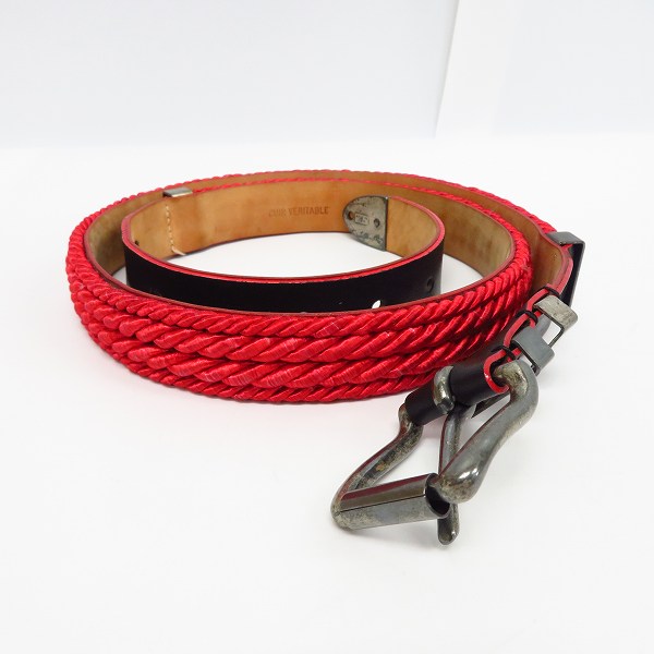 実際に弊社で買取させて頂いたBALMAIN/バルマン フランス製 編み込みデザイン レザーベルト 95