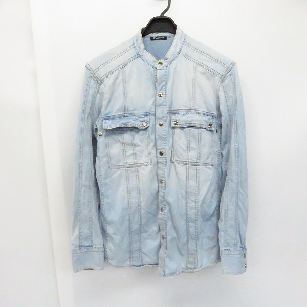 実際に弊社で買取させて頂いた【JPタグ】BALMAIN/バルマン スタンドカラーウォッシュドデニムシャツ S7H1011T010 Size：39
