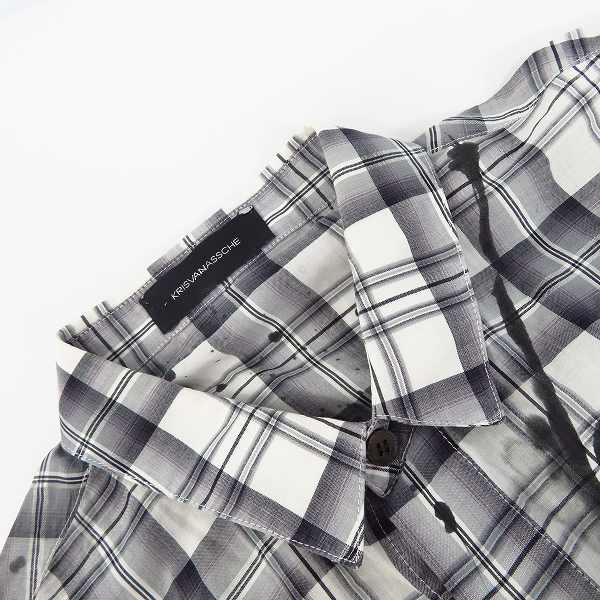 実際に弊社で買取させて頂いたKRIS VAN ASSCHE/クリスヴァンアッシュ ペイント チェックシャツ 46の画像 5枚目