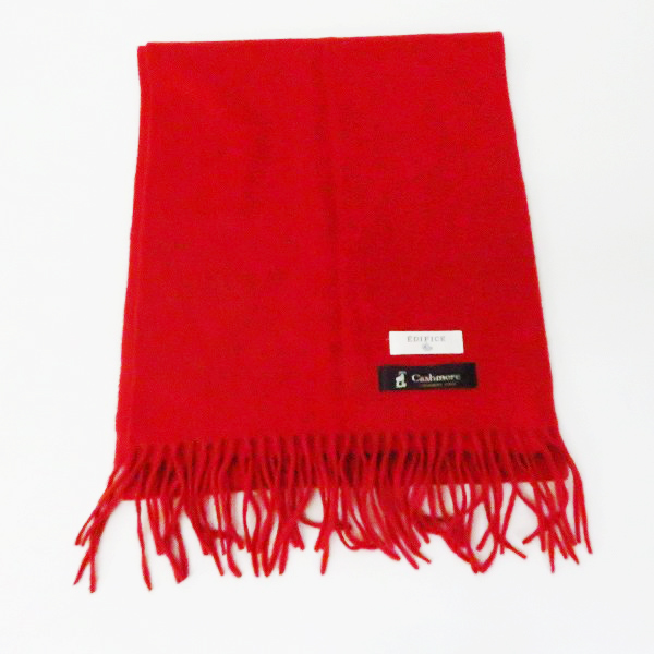 実際に弊社で買取させて頂いたEDIFICE/エディフィス カシミヤ マフラー レッド系 の画像 3枚目