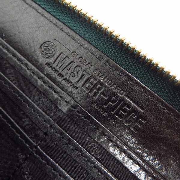 実際に弊社で買取させて頂いたMASTER PIECE/マスターピース MSPC レザー ロングウォレット/長財布 ラウンドジップ グリーンの画像 5枚目