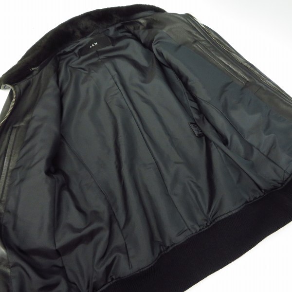 実際に弊社で買取させて頂いたAKM/エーケーエム riba lamb stand riders ラムレザー/羊革 シングル ライダースジャケット B242 ブラック/Lの画像 2枚目