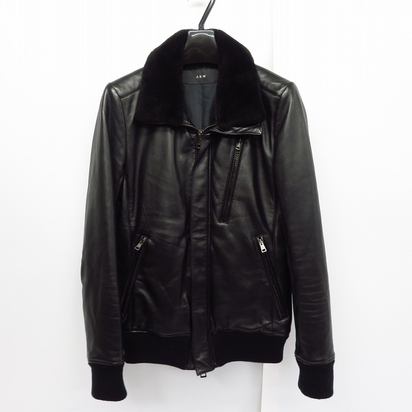 実際に弊社で買取させて頂いたAKM/エーケーエム riba lamb stand riders ラムレザー/羊革 シングル ライダースジャケット B242 ブラック/L