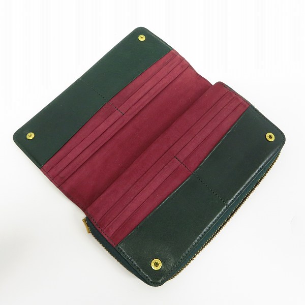 実際に弊社で買取させて頂いたMASTER PIECE/マスターピース MSPC レザー ロングウォレット/長財布 ラウンドジップ グリーンの画像 6枚目