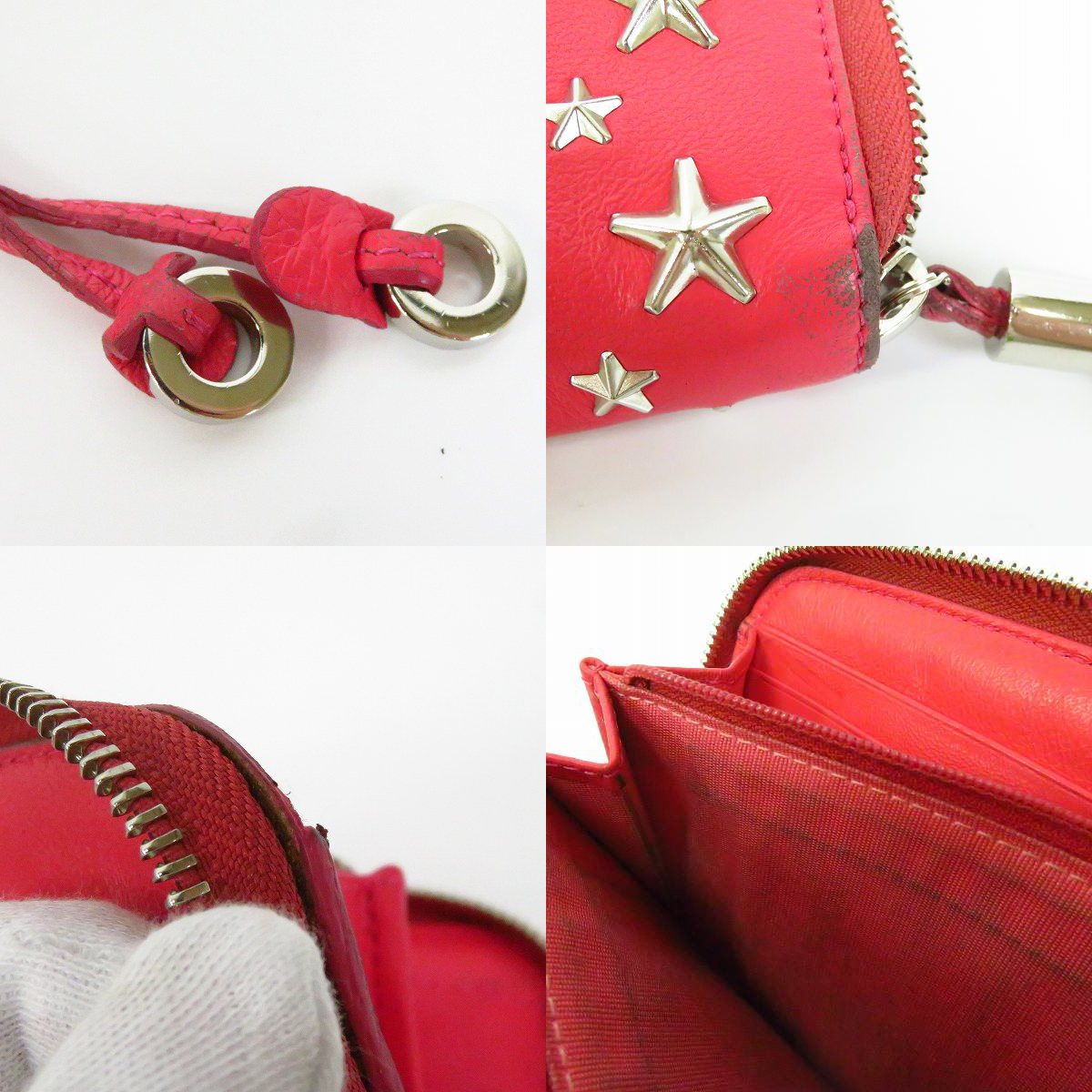 実際に弊社で買取させて頂いたJIMMY CHOO/ジミーチュウ FILIPA スタースタッズ ラウンドファスナー長財布 110324の画像 6枚目