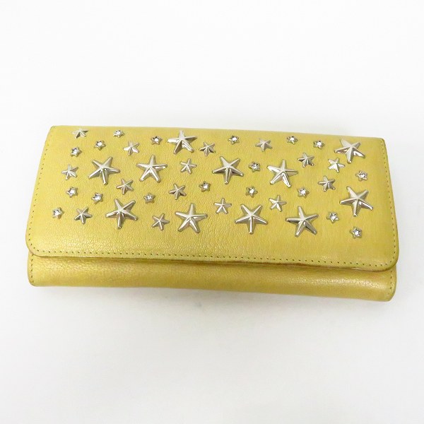 実際に弊社で買取させて頂いたJIMMY CHOO/ジミーチュウ スタースタッズ×ラインストーン 二つ折り長財布