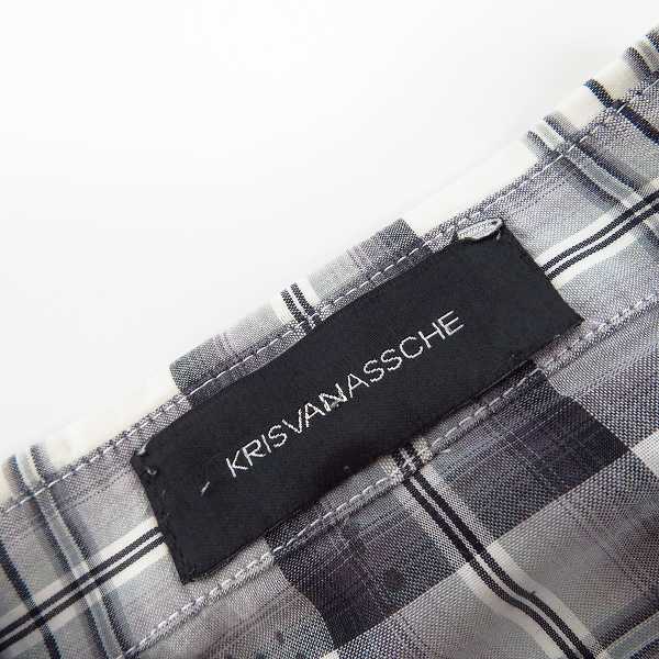実際に弊社で買取させて頂いたKRIS VAN ASSCHE/クリスヴァンアッシュ ペイント チェックシャツ 46の画像 2枚目