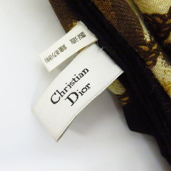 実際に弊社で買取させて頂いたChristian Dior/クリスチャンディオール ロゴ入り アニマル柄切替/総柄 大判ストールの画像 1枚目