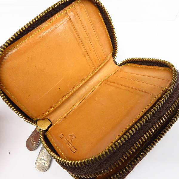 実際に弊社で買取させて頂いたETRO/エトロ ペイズリー柄 ダブルラウンドジップ レザーコンパクト財布の画像 5枚目