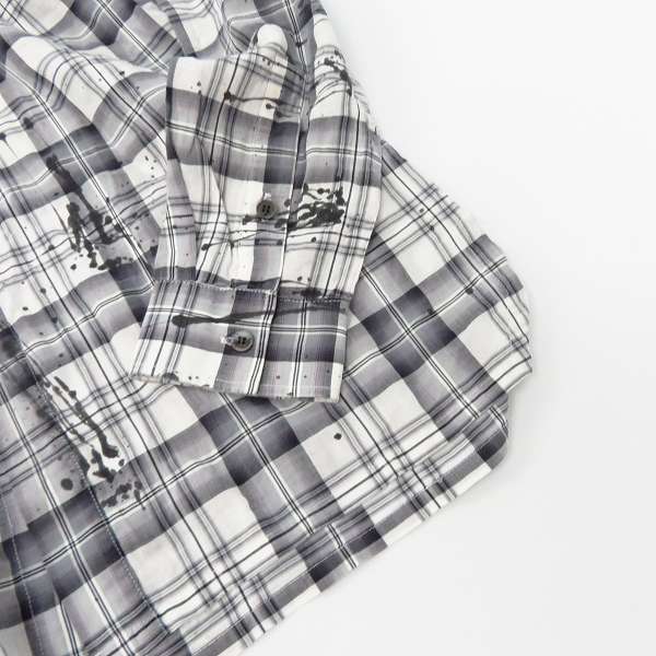 実際に弊社で買取させて頂いたKRIS VAN ASSCHE/クリスヴァンアッシュ ペイント チェックシャツ 46の画像 7枚目