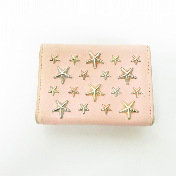 実際に弊社で買取させて頂いたJIMMY CHOO/ジミーチュウ スタースタッズ レザー 三つ折りコンパクト財布の画像 1枚目