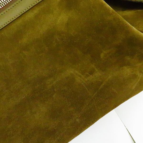 実際に弊社で買取させて頂いたJIMMY CHOO/ジミーチュウ 裏地迷彩柄 スエードレザー ロゴプレート 2wayボストンバッグの画像 7枚目