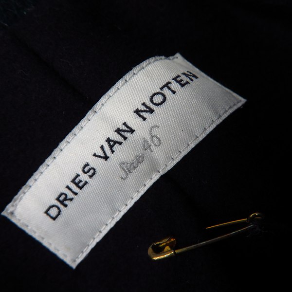 実際に弊社で買取させて頂いた【未使用】DRIES VAN NOTEN/ドリスヴァンノッテン FOX BROTHERS メルトンウール ロングＰコート/46の画像 3枚目