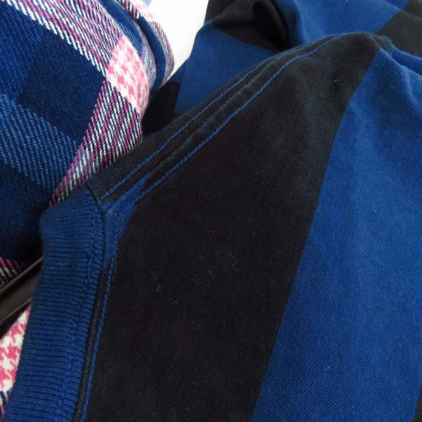 実際に弊社で買取させて頂いたBLUE BLUE/ブルーブルー 半袖シャツ/長袖 ボーダーTシャツ/チェックシャツ Size：2  3点セットの画像 8枚目