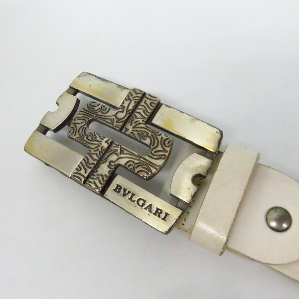 実際に弊社で買取させて頂いたBVLGARI/ブルガリ レザー ホワイトベルト バックル の画像 1枚目