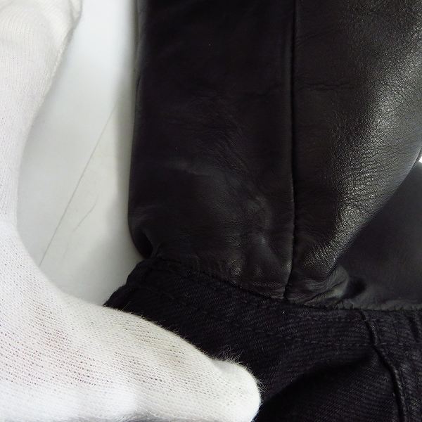 実際に弊社で買取させて頂いたBACKLASH/バックラッシュ カーフレザースリーブ切替デニムジャケット 1104-06b/Mの画像 6枚目