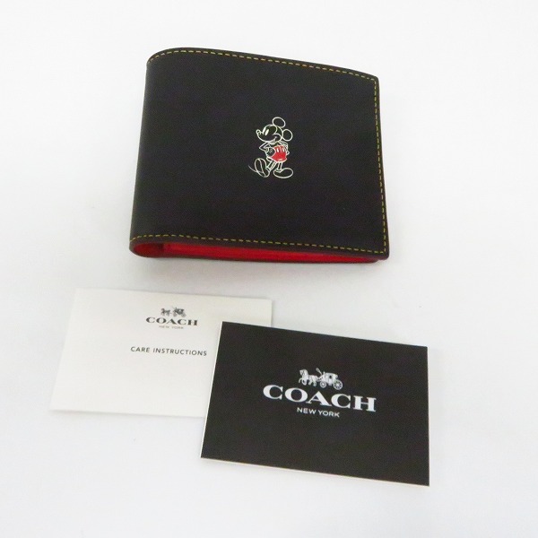 COACH ミッキーマウス 二つ折り財布 COACH】二つ折り ◇ミッキー◇ディズニーホリデープリント