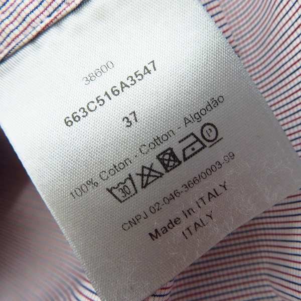 実際に弊社で買取させて頂いた【JPタグ】Dior HOMME/ディオールオム/Dior HOMME 胸ワッペンデザインピンストライプ長袖シャツ 663C516A3547/37の画像 5枚目