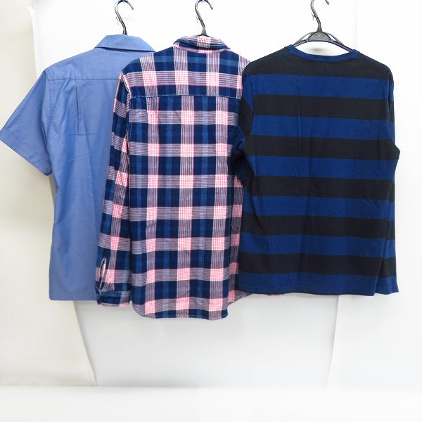 実際に弊社で買取させて頂いたBLUE BLUE/ブルーブルー 半袖シャツ/長袖 ボーダーTシャツ/チェックシャツ Size：2  3点セットの画像 1枚目