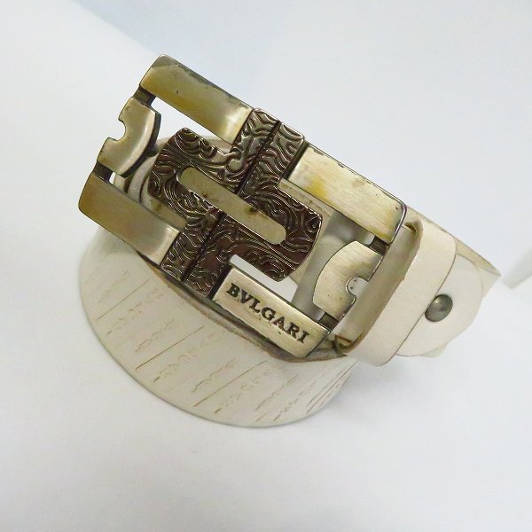 実際に弊社で買取させて頂いたBVLGARI/ブルガリ レザー ホワイトベルト バックル 