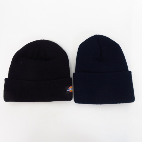 実際に弊社で買取させて頂いたFILA/フィラ Dickies/ディッキーズ ロゴ刺繍 ブルー/ブラック ビーニー/ニット帽 2点セットの画像 2枚目