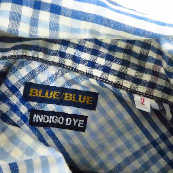 実際に弊社で買取させて頂いたBLUE BLUE/ブルーブルー INDIGO DYE チェック柄長袖シャツ 2の画像 6枚目
