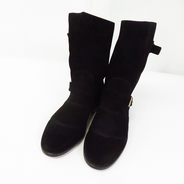 実際に弊社で買取させて頂いたBALMAIN/バルマン バックジップ/ストラップ スエードレザー ブーツ ブラック/40