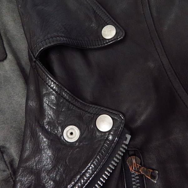 実際に弊社で買取させて頂いたBACKLASH/バックラッシュ ジャパンカーフ ダブルライダースジャケット 1368-02/Sの画像 5枚目