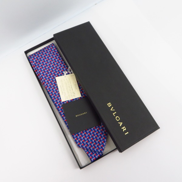 実際に弊社で買取させて頂いたBVLGARI/ブルガリ シルク 100％ 総柄ネクタイの画像 5枚目