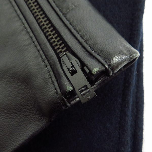 実際に弊社で買取させて頂いたEDIFICE/エディフィス レザー切替 メルトン ライダースジャケット/46の画像 5枚目