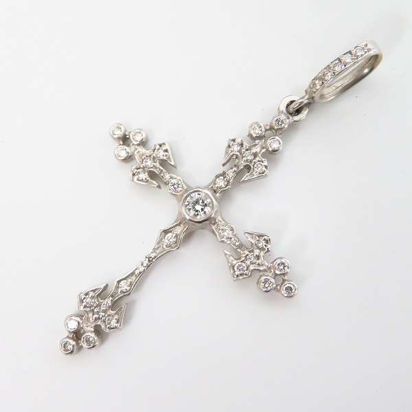 実際に弊社で買取させて頂いたLoree Rodkin/ローリーロドキン 18KWG エンジェルクロス ペンダントwパヴェダイヤ