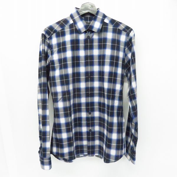 実際に弊社で買取させて頂いた【JPタグ】GIVENCHY/ジバンシィ バッククロスパッチワーク チェック柄長袖シャツ 38