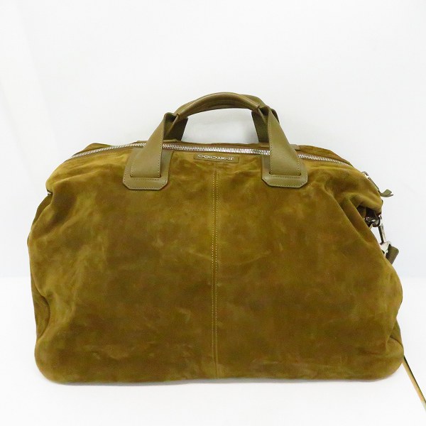 実際に弊社で買取させて頂いたJIMMY CHOO/ジミーチュウ 裏地迷彩柄 スエードレザー ロゴプレート 2wayボストンバッグの画像 1枚目