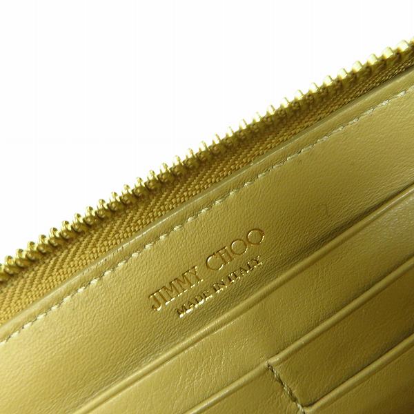 実際に弊社で買取させて頂いたJIMMY CHOO/ジミーチュウ スタースタッズ レザー ラウンドファスナー長財布 ゴールドの画像 4枚目