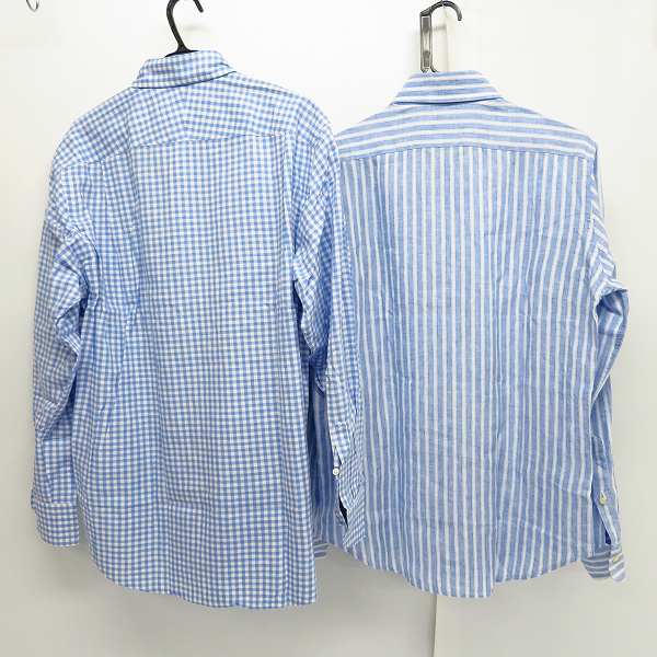 実際に弊社で買取させて頂いたEDIFICE/エディフィス BEAMS/ビームス チェック/ストライプシャツ size：不明 2点セットの画像 1枚目