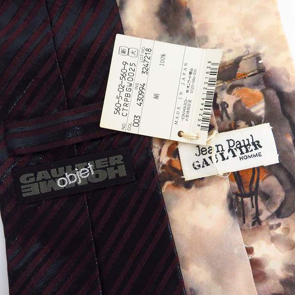 実際に弊社で買取させて頂いたJEAN PAUL GAULTIER/ジャンポールゴルチェ 絵画プリント ネクタイ 等 2点セットの画像 5枚目