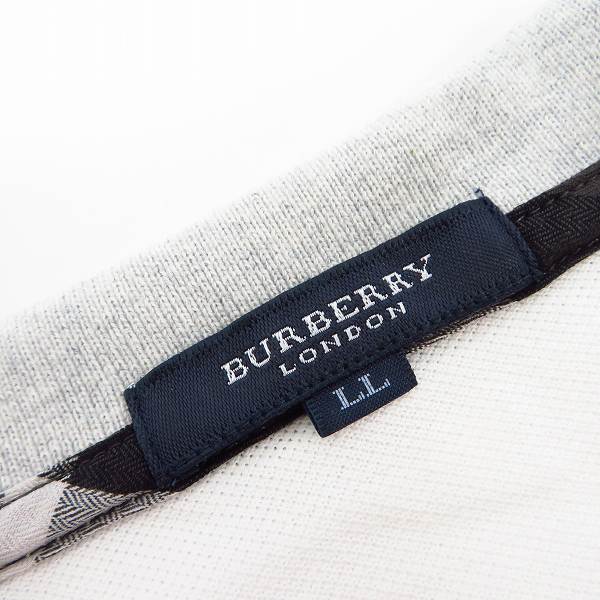 実際に弊社で買取させて頂いたBURBERRY LONDON/バーバリーロンドン ロゴ刺繍 ポロシャツ ホワイト LLの画像 2枚目