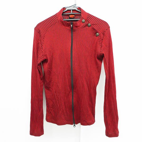 実際に弊社で買取させて頂いたJEAN PAUL GAULTIER/ジャンポールゴルチェ ショルダーボタン ストライプ ジップ ブルゾン レッド 48