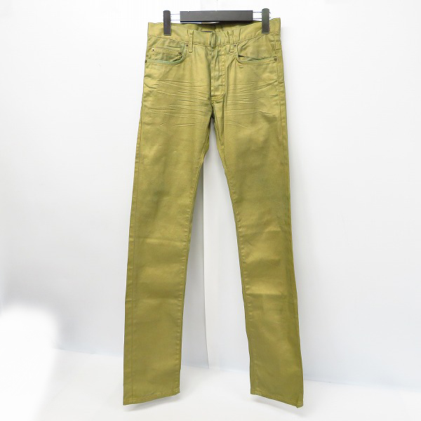 実際に弊社で買取させて頂いた【JPタグ】Dior HOMME/ディオールオム 06SS ゴールドコーティング スキニーデニムパンツ 6EH1011405/26