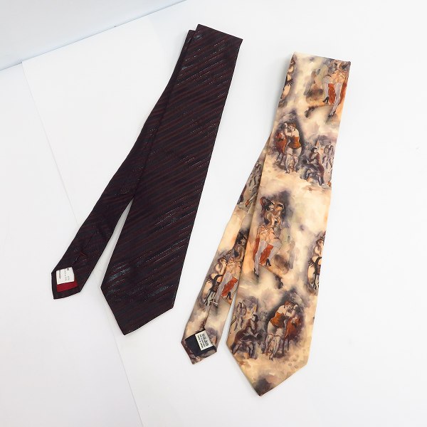 実際に弊社で買取させて頂いたJEAN PAUL GAULTIER/ジャンポールゴルチェ 絵画プリント ネクタイ 等 2点セット