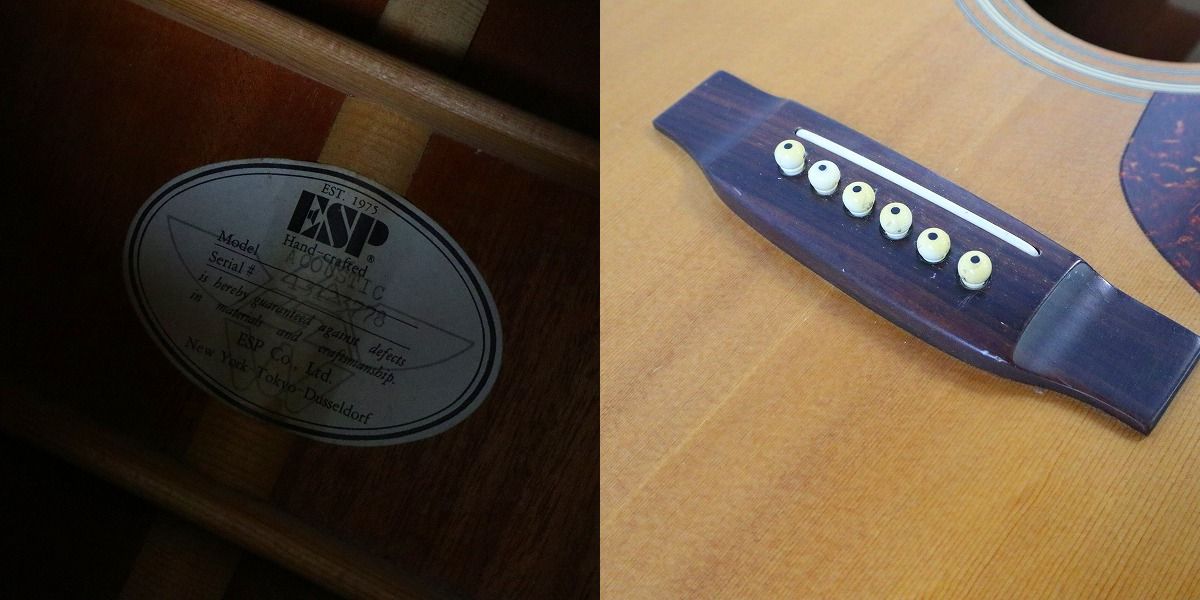 実際に弊社で買取させて頂いた★修復有り ESP/イーエスピー ACOUSTIC アコースティックギターの画像 5枚目