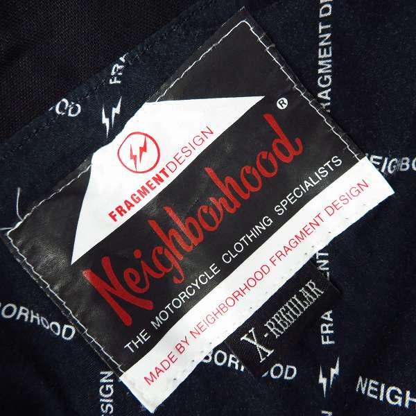 実際に弊社で買取させて頂いたNEIGHBORHOOD×fragment design/ネイバーフッド×フラグメントデザイン パッチ付き ダブルライダースジャケット/XLの画像 3枚目