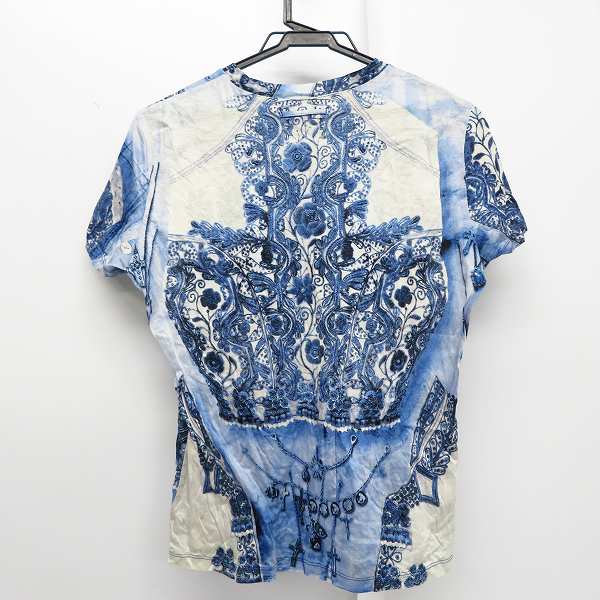 実際に弊社で買取させて頂いたJEAN PAUL GAULTIER HOMME/ジャンポールゴルチェオム 総柄 半袖 Tシャツ カットソー ホワイト×ブルー 48の画像 1枚目