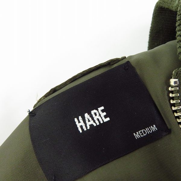 実際に弊社で買取させて頂いたHARE/ハレ ボンバージャケット/MA-1 カーキ Mの画像 2枚目